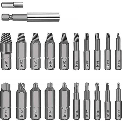 22pcs Damaged Screw Extractor Set for Broken Screw HSS Broken Bolt Extractor Screw Remover Kits