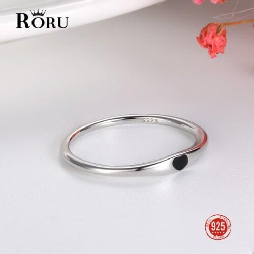 Real 925 Sterling Silver Rings Simple Love Heart Rings Round Circle Pure Finger Ring for Women Wedding Engagement Jewelry