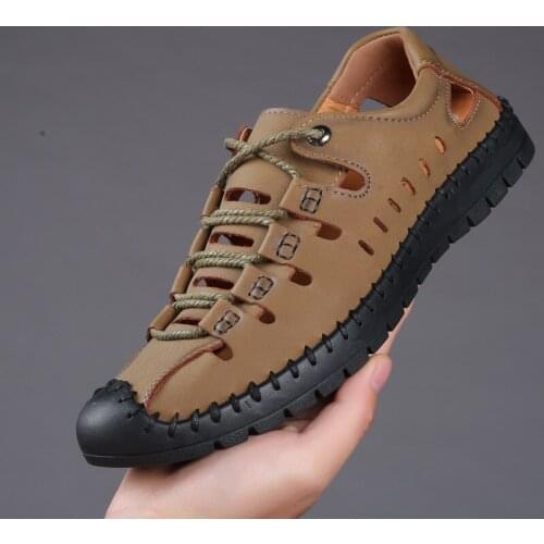 2021 New Mens Sandals All-match Mens Leather Fashion Casual Hollow Non-slip Sandals Zapatos De Hombre 38-44 platform sandals