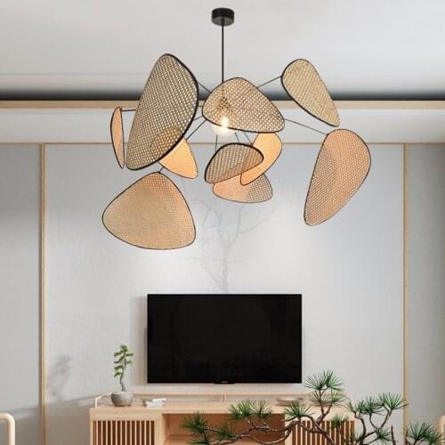New Rattan Lights Vintage Restaurant Pendant Light Dining Room Living Room Are Decor Hanglamp Lighting Fixtures E27 Suspension