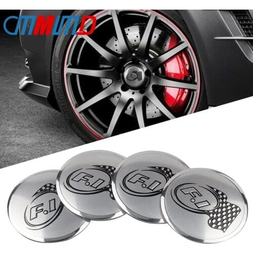 New Car Styling 56mm aluminum F1 RACING LOGO Car Wheel Center Hub Cap Sticker Emblem Badge Sticker For FIAT Audi BMW Honda