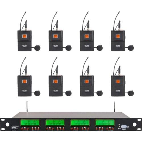Professional collar clip 8 channel wireless microphone for conference