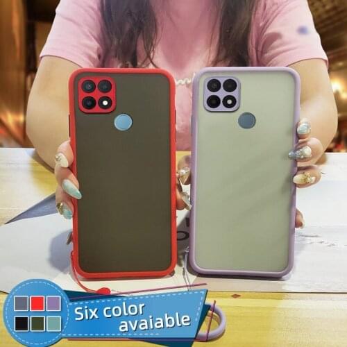Anti-fall Contrast button Phone Case For OPPO A15 4G/A15S/A35 2021 Color border protective case