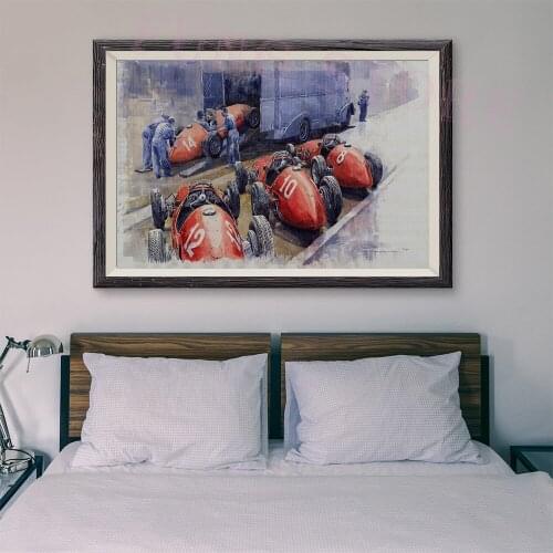 T169 Retro Racing Car Classic Painting Red racing car 62 Custom Silk Poster Home Deco Wall Art Christmas Gift