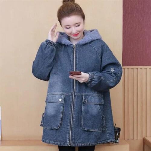 Woman Coat Winter Cotton Padded Jackets Thick cashmere Denim Jacket Warm Parkas outdoor ski suit Jacket Outwear