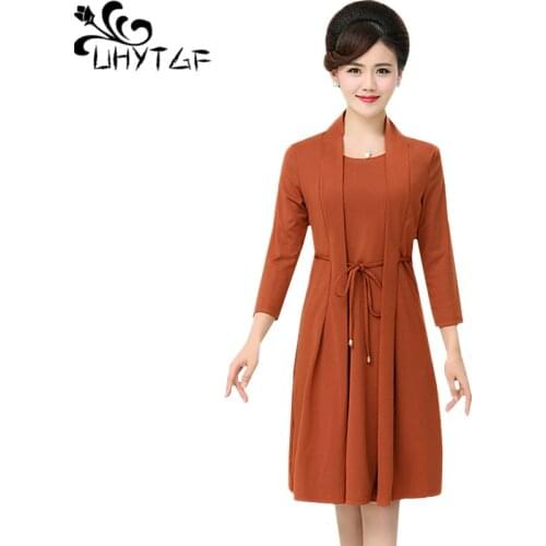 UHYTGF Women Autumn Dress Fashion Long Sleeve Pullover temperament Female Dresses Elegant Ladies Mini Dress L-4XL Plus Size 1219