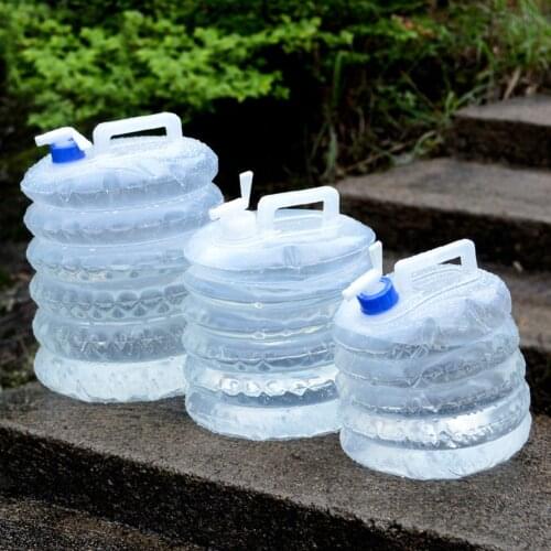 Outdoor Water Bucket Folding Water Bags Poratable PE Survival Water Bottle Container for Camping Hiking Picnic BBQ with Faucet
