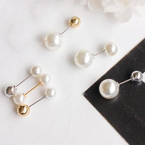 Vneck line Fixed Clasp Simple Style Lapel Pearl Brooches For Women Anti Slip Sweater Cardigan Pin Korean Style Women Accessories