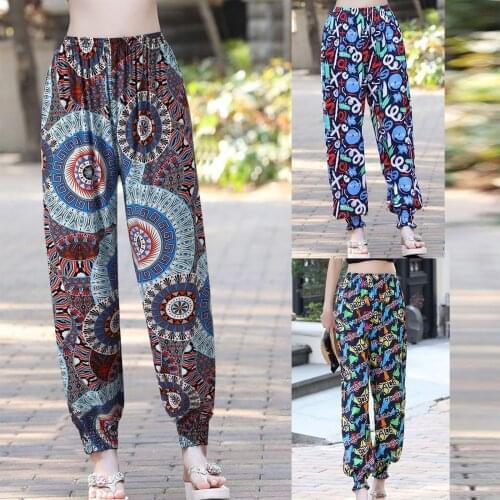 2021 Womens Printed Fashion Pants Trousers Bohemian Beach Bloomers High Quality Loose Travel Casual Pants Pantalones De Mujer