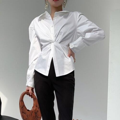 2021 Spring Autumn Women White Shirts French Knot Elegant Office Lady Blousas Casual Tops Fashion Harajuku Korean Clothes