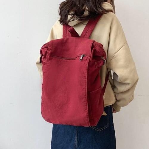Women Canvas Backpack Retro Cloth Cute Travel Bag Ladies Solid Adventure Shoulder Bag Large School Books Bags For College Girls