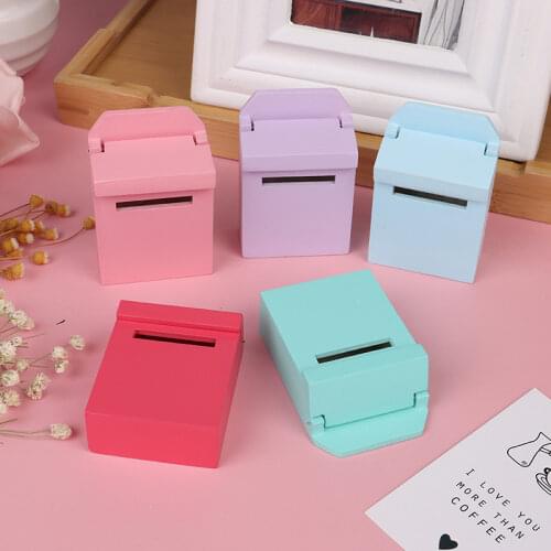 DIY 1:12 Colorful Wooden Mailbox Miniature Doll Furniture Mini Wood Letterbox Mailbox Doll House Miniatures Accessory Dollhouse