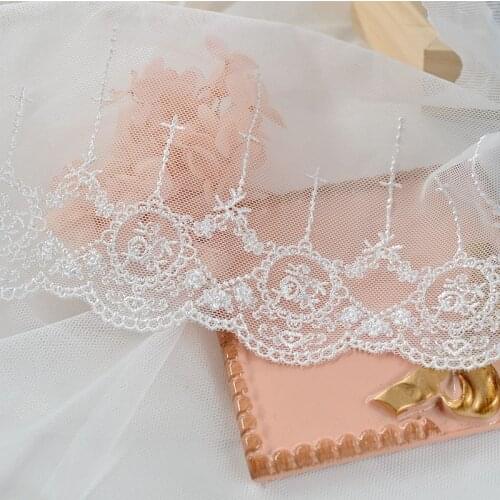 1m Ivory Soft Lace Clothing Trims Wedding Dress Embroidery Net Yarn Lace Accessories Clothing Material Mesh