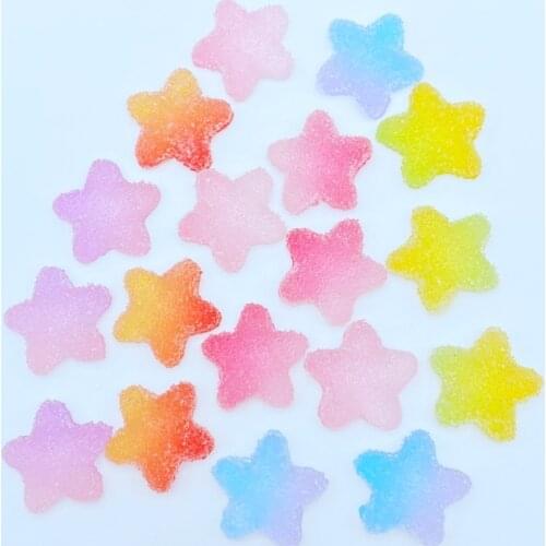 20Pcs New Resin Cute Mixed Star Soft Candy Flat Back Scrapbooking Hair Bow Center Embellishments DIY Accessories L17