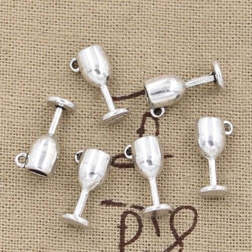 30pcs Charms Wine Glasses 15x6x6mm Antique Silver Color Plated Pendants Making DIY Handmade Tibetan Silver Color Jewelry
