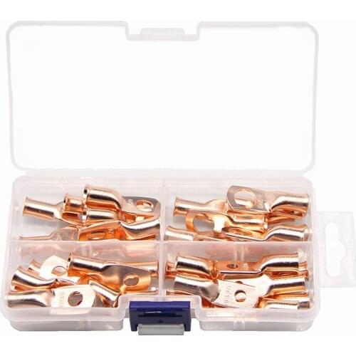 40Pcs Electrical Wire Ring Connectors Copper Tube Lug Battery Starter Cable Welding Crimp Terminals Kit