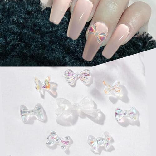 8 Pcs 3D Colorful Cute Bow-Knot Jewelry Design DIY Nail Art Decorations Crystal Butterfly Nail Tools Accessories Ongles Decor