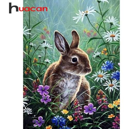 Huacan Diamond Painting New Square Rhinestones Rabbit Diamond Mosaic 5D Animals Embroidery Beaded Pictures Home Decor