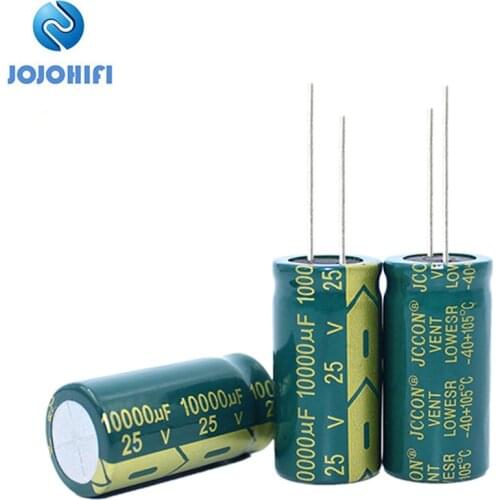 3pcs JCCON 25V 10000UF 10000UF/25V 18x35mm Pitch 7.5mm 105℃ High Frequency Low Resistance Aluminum Electrolytic Capacitors