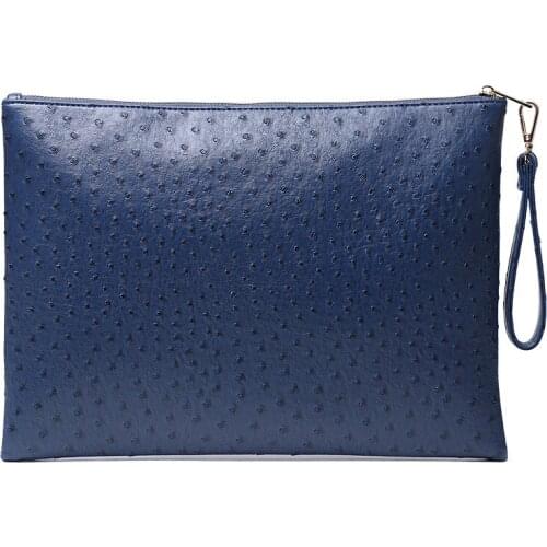 Ostrich pattern Day clutch Bag female office document A4 Paper handbag Crocodile pattern Pu leather bag Coin purse Large wallet