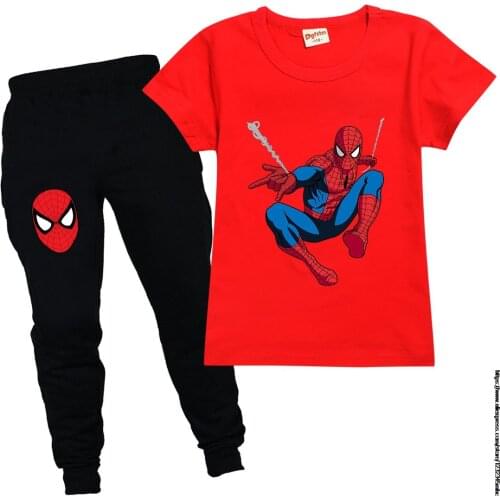 Children T Shirt trousers suits Funny Cartoon SpiderMan Tshirt Kids Spring Summer t shirts pants suit clothing summer sets 2021