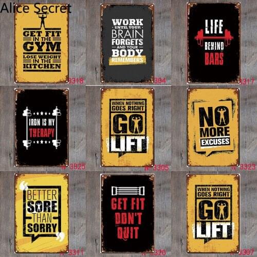 Home Decor Metal Tin Sign Gym Metal Plates Bodybuilding Decor Metal sign Poster Fitness Wall tin signs gift