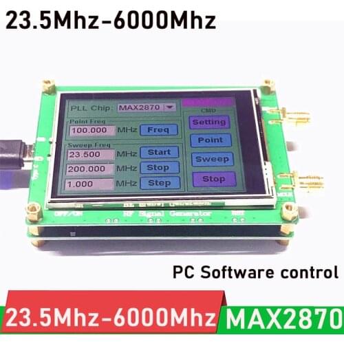 MAX2870 23.5M-6000MHz RF signal source Signal generator VCO frequency sweep LCD touch screen PC software control FOR LAN