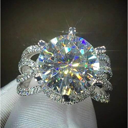 Huitan Newly-design Bridal Wedding Engagement Rings Silver Color Accessories Modern Womens Ring Anniversary Gift Luxury Jewelry