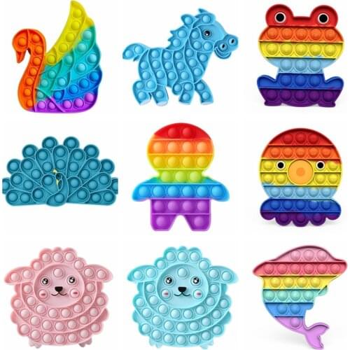 Fidget Reliver Stress Toys Rainbow Push Bubble Toy Antistress Toys Adult Children Simple Dimple Toy Relieve Autism Free Shipping