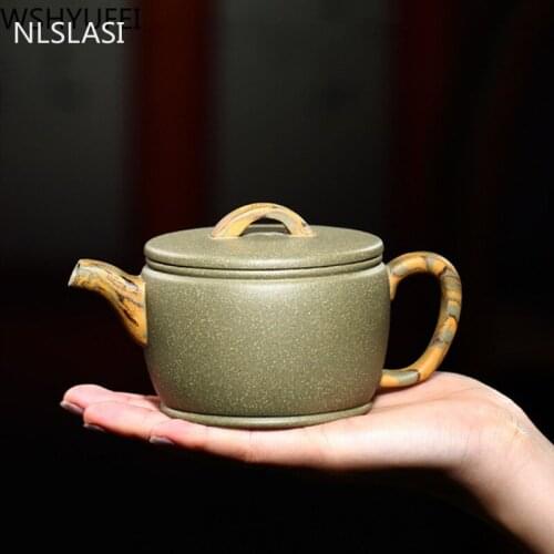 Yixing Tea pot Authentic Purple Clay filter Teapots beauty kettle Raw ore Bean Green Clay Handmade Tea set Customized 220ml