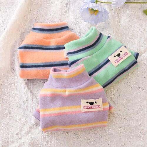 Colorful Stripe Hoodie Pet Clothing Dogs Velvet for Dog Clothes Costume Cotton French Bulldog Warm Cute Winter Boy Collar Perro