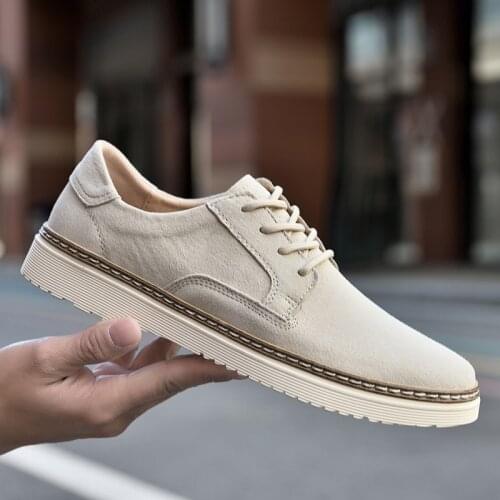 Fashion Men shoes cow suede Leather Casual Shoes Lightweight Breathable Flats Shoes outdoor Luxury Brand Mens Walking Sneakers