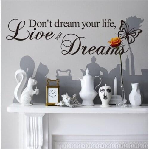 Live Dreams Butterfly children kids Bedroom Wall Stickers living room Wall Decals Family Decoration Art mural PCV stickers