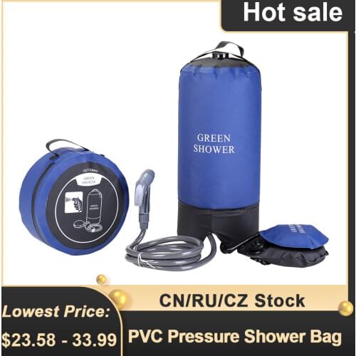 PVC Pressure Shower Bag with Foot Pump Lightweight Inflatable Shower Pressure Shower Water Bag For Outdoors Camping Bathing