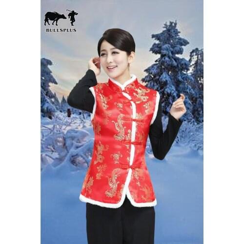 Chinese New Years New Hotel Tea House Tang Dai fall/winter cotton big red vest ladies Chinese plus cotton vest