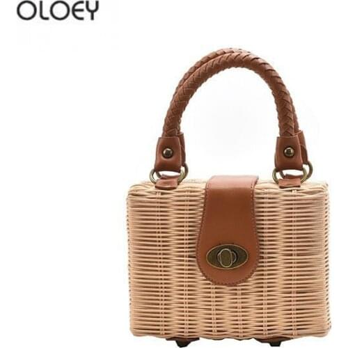 OLOEY Womens bags Messenger bags Straw woven bags Woven bags Shoulder bags Rattan handbags Bamboo woven bags