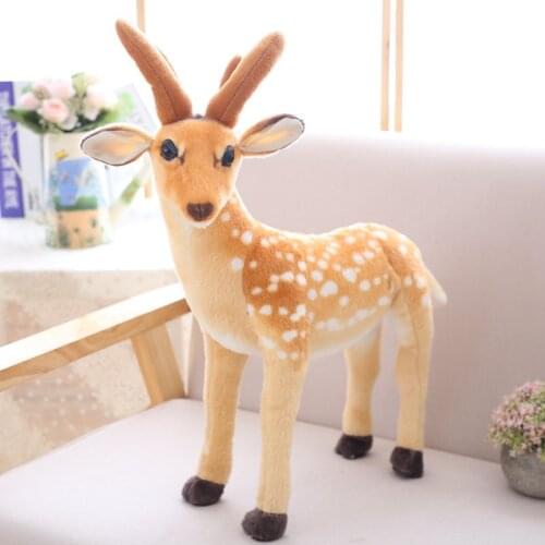 1pc 50cm Cute Simulation Sika Deer Plush Toy Staffed Animal Doll for Kids Baby Kawaii Birthday & Christmas Gift for Children