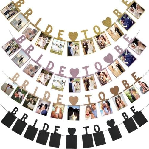 Bride To Be Photo Display Wall Vintage Wedding Photo Pull Flag Wedding Pull Flower Decoration Miss to Mrs Hen Party Supplies