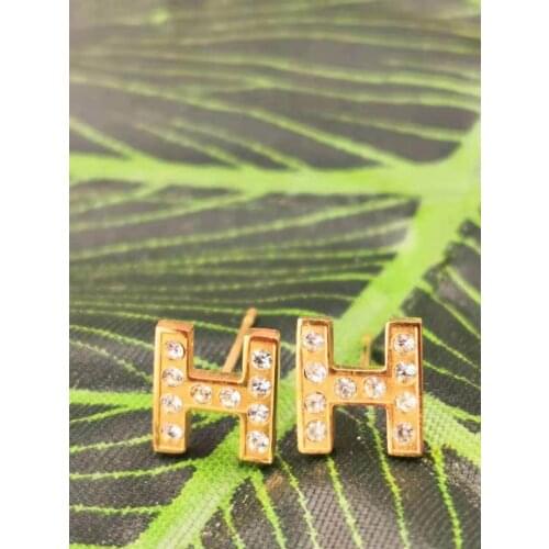 H-letter full exquisite luxury woman earring jewelry stainless steel