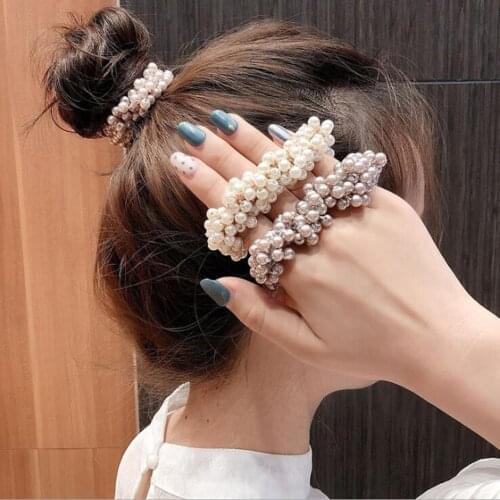 Headband Elegant Imitation Pearl Elastic Hair Ties Girls Scrunchies Rubber Bands Ponytail Holders Hair Accessories Woman Gift