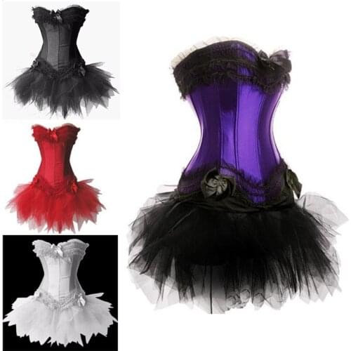 S-6XL Sexy Classic Hot Buy European and American Court Corset Dress Ladies Overbust Corset & Mini Lace Tutu Suit