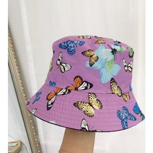 Butterfly Printing Summer Hats For Women Outdoor Sun Protection Beach Hat Adult Sunshade Fisherman Hat Casquette Gorras 2021