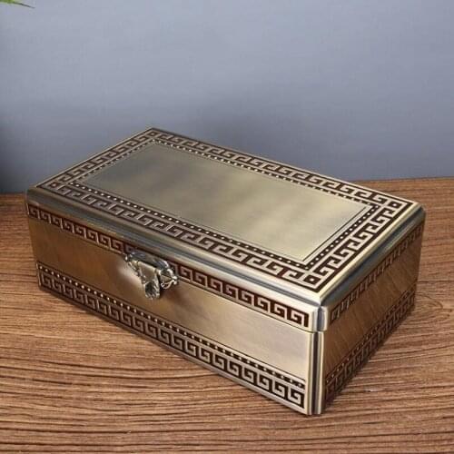Retro Jewelry Box Double Layer Lockable Zinc Alloy Chinese Style