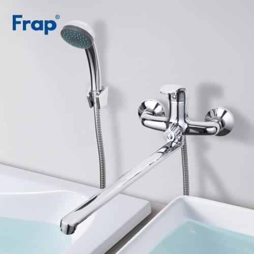 Frap Bathroom Shower Faucets Cold and Hot Water Mixer Chrome Finished Tap 40cm Outlet Pipe Wall Mounted Faucet torneiras F2236