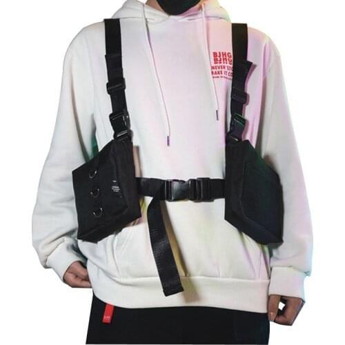West Hip Hop Streetwear Men Functional Waist Packs Bag Adjustable Waistcoat Tactical Shoulder Bags Rig Chest Bag