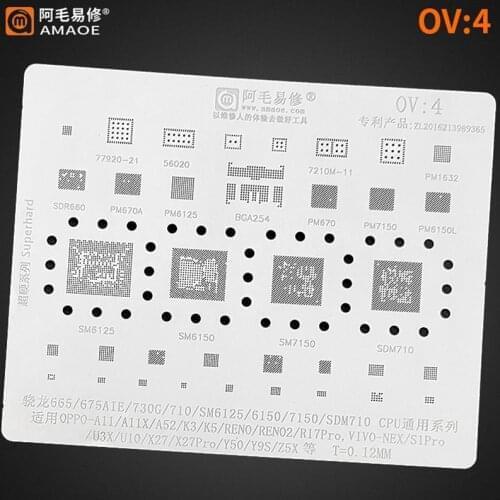 For Snapdragon 665/710/SM6125/SM6150/SM7150/SDM710 For Oppo A11/A11X/A52/K3/RENO/U10 BGA Reballing Stencil Tin Solder Template
