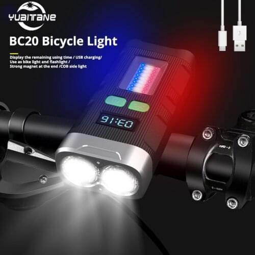 High Power Bicycle Light With LED Screen 2*L2 LED Flashlight Bike Light For USB Rechargeable IPX5 Waterproof Magnet Cycling Lamp