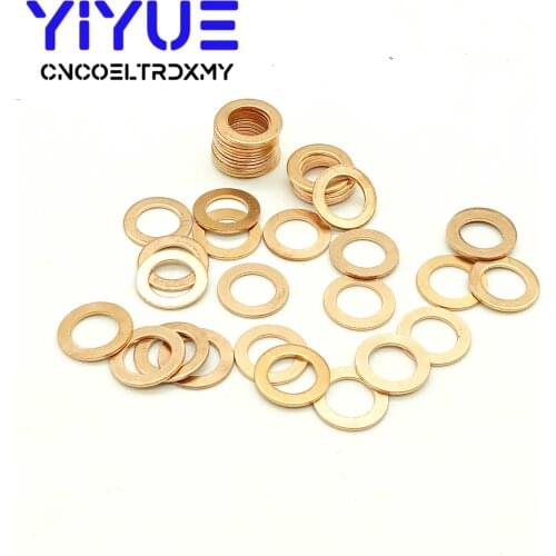 20Pcs Solid Copper Washer Flat Ring Gasket Sump Plug Oil Seal Fittings M10 M8 M6 M5 M14 M16 Fastener Hardware Accessories