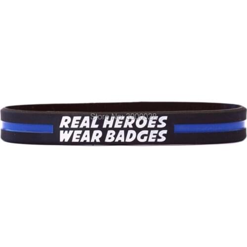 300pcs Real Heroes Wear Badges Thin Blue Line Silicone Wristband Bracelet Free Shipping By DHL