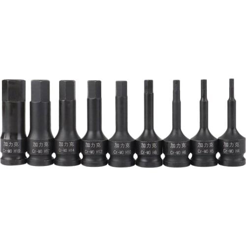 1/2 Inch Impact Type Hex Wrench Tool Power Tool Bit Socket Hex Wrench Head Set(H4 H5 H6 H8 H10 H12 H14 H17 H19)